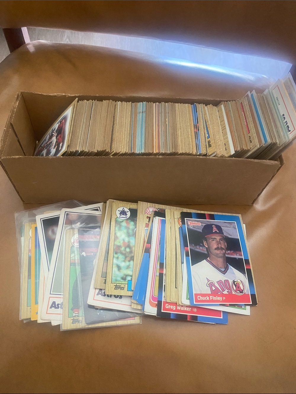 Topps Baseball Card Stack with Blue, Yellow, White Accents